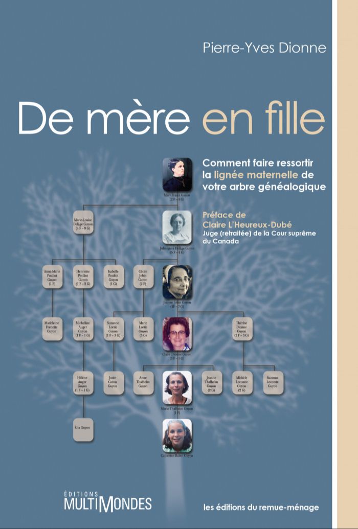Suggestion de lecture : Dionne, P.-Y. (2004). De mère en fille. Comment faire ressortir la lignée maternelle de votre arbre généalogique.